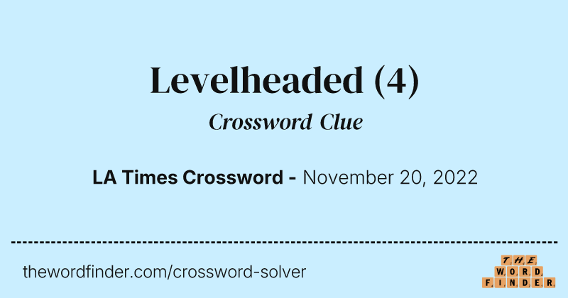 Levelheaded crossword clue image