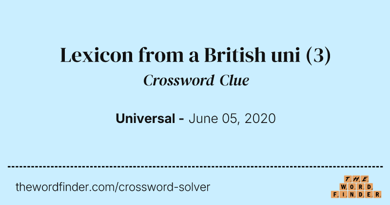 Lexicon from a British uni crossword clue image