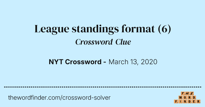 League standings format crossword clue image