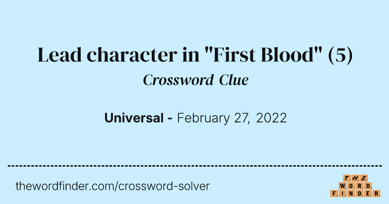 Lead character in "First Blood" crossword clue image