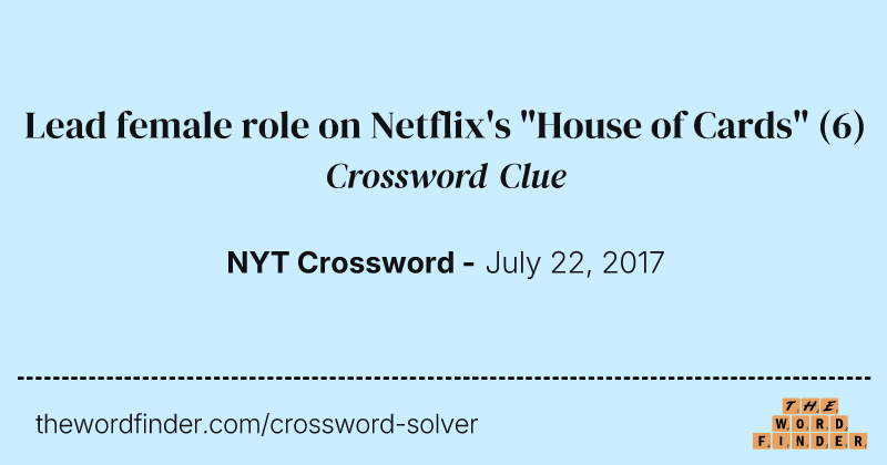 Lead female role on Netflix's "House of Cards" crossword clue image