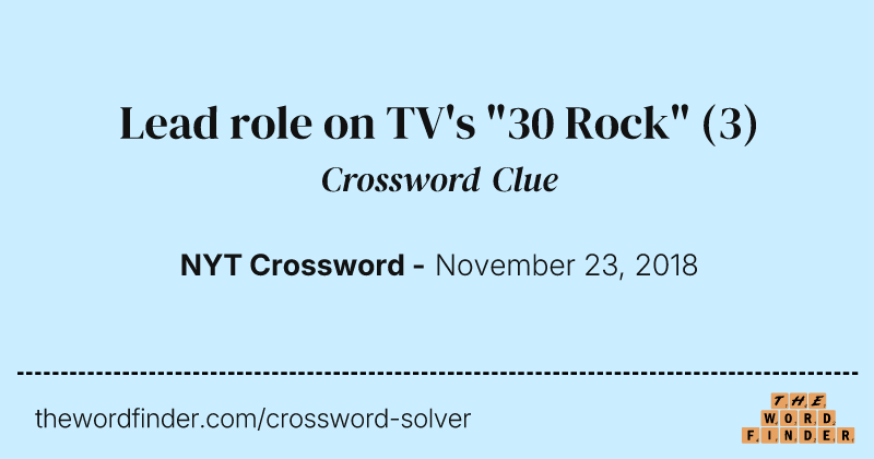 Lead role on TV's "30 Rock" crossword clue image
