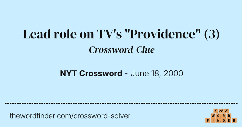 Lead role on TV's "Providence" crossword clue image