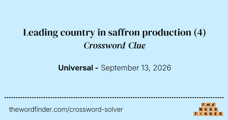 Leading country in saffron production crossword clue image