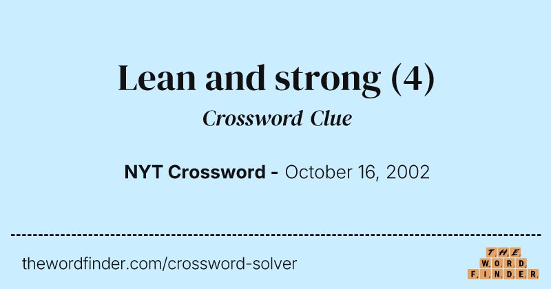 Lean and strong crossword clue image