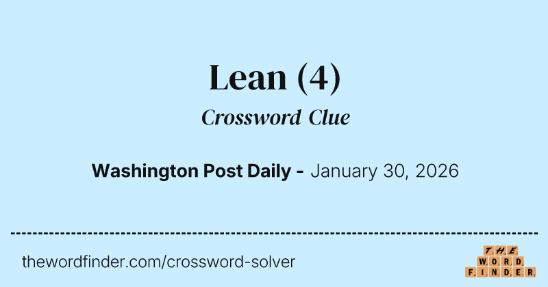 Lean crossword clue image