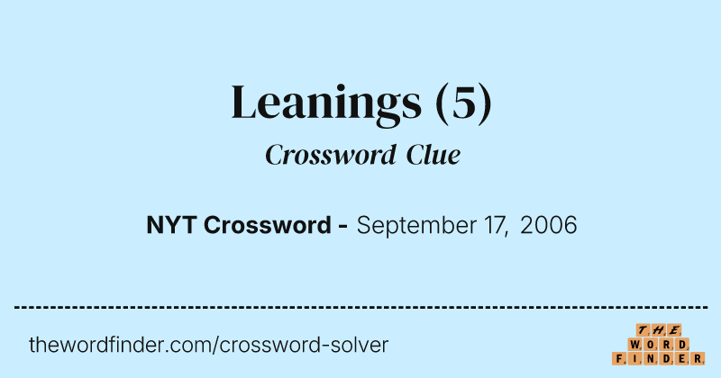 Leanings crossword clue image
