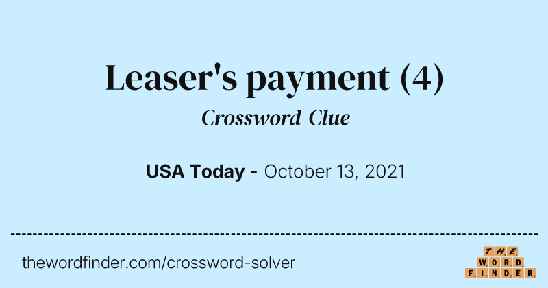 Leaser's payment crossword clue image