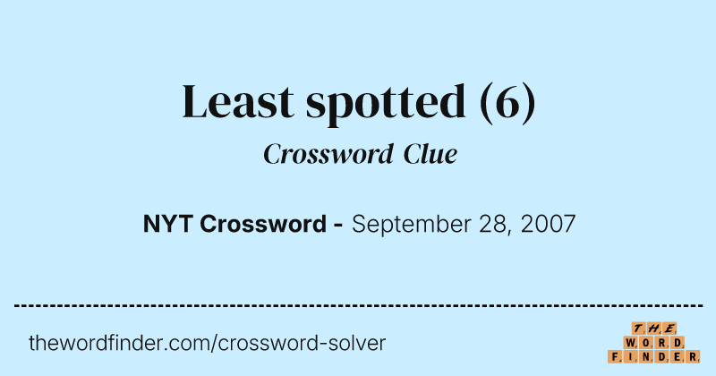 Least spotted crossword clue image