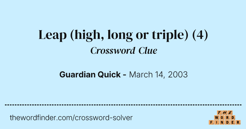 Leap (high, long or triple) crossword clue image