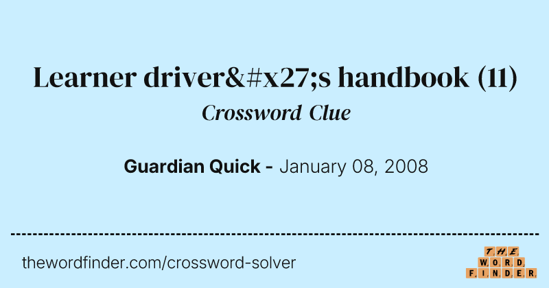 Learner driver's handbook crossword clue image