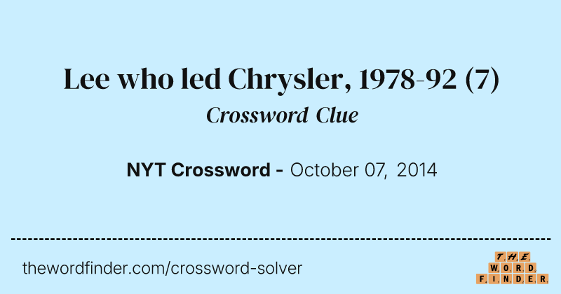 Lee who led Chrysler, 1978-92 crossword clue image