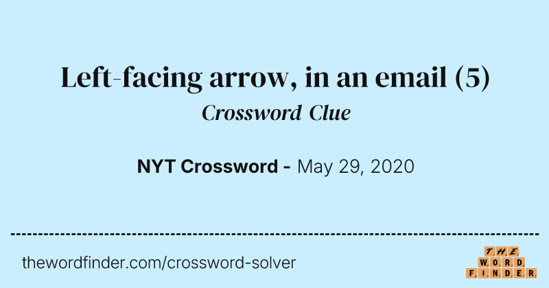 Left-facing arrow, in an email crossword clue image