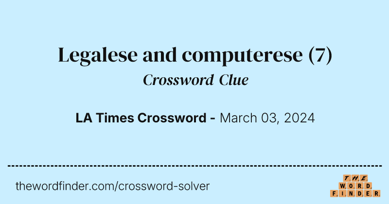 Legalese and computerese crossword clue image