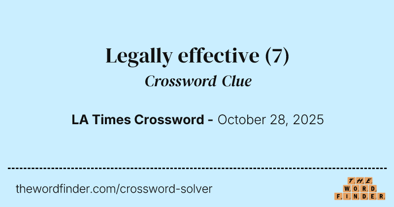 Legally effective crossword clue image