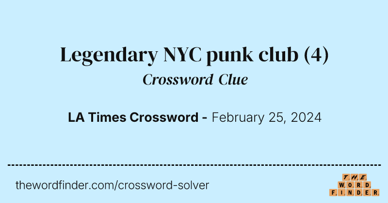 Legendary NYC punk club crossword clue image