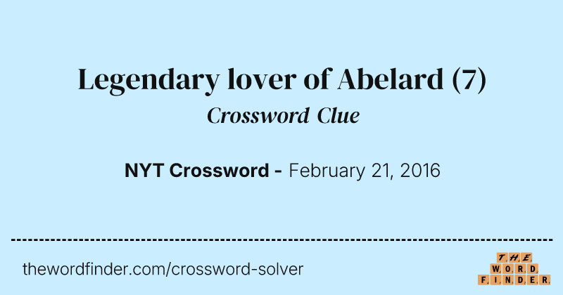 Legendary lover of Abelard crossword clue image