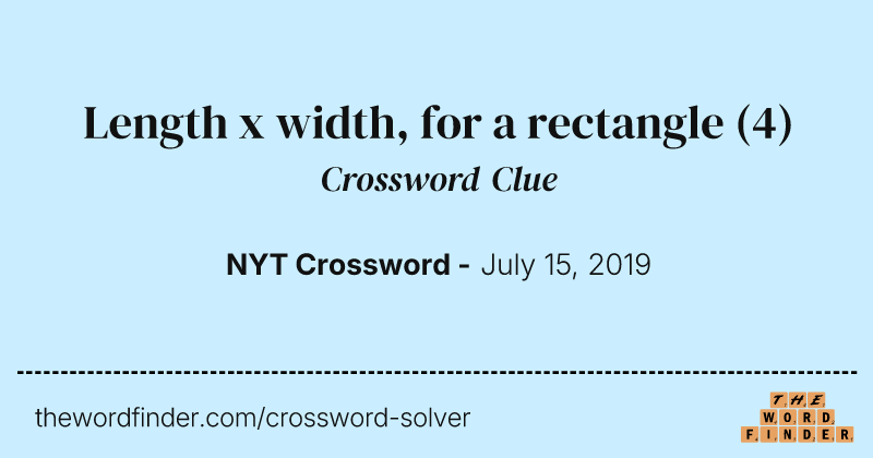 Length x width, for a rectangle crossword clue image