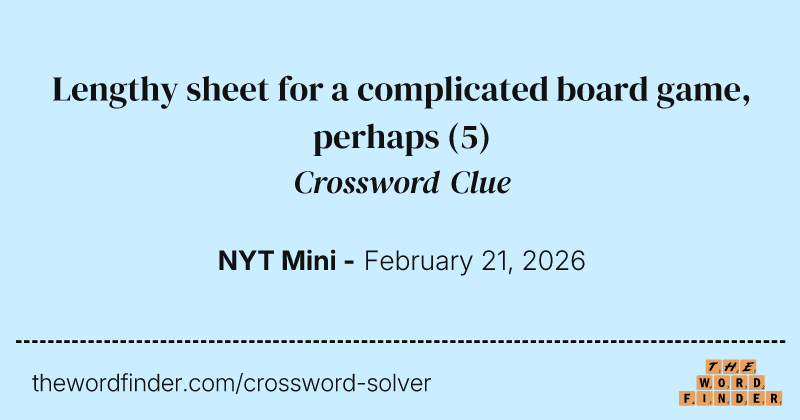Lengthy sheet for a complicated board game, perhaps crossword clue image