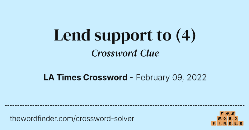Lend support to crossword clue image