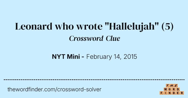 Leonard who wrote "Hallelujah" crossword clue image