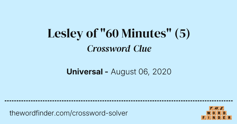 Lesley of "60 Minutes" crossword clue image
