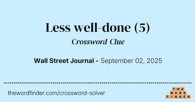 Less well-done crossword clue image