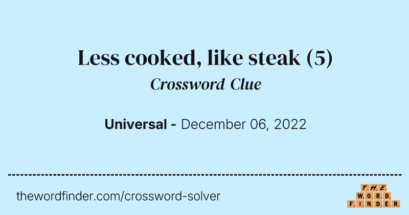 Less cooked, like steak crossword clue image