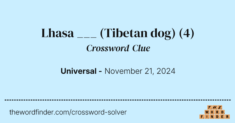 Lhasa ___ (Tibetan dog) crossword clue image