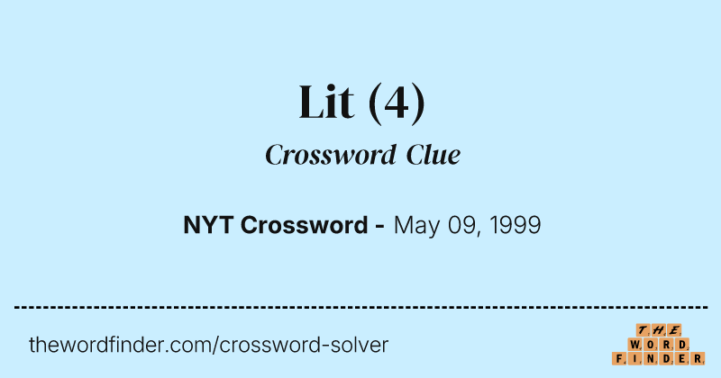 Lit crossword clue image