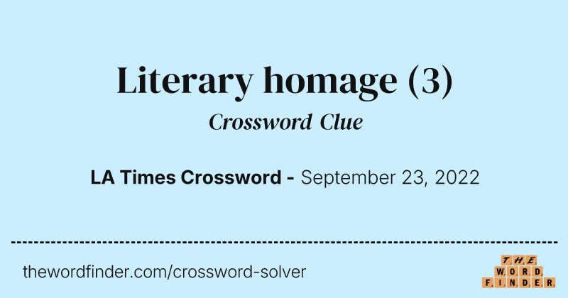 Literary homage crossword clue image