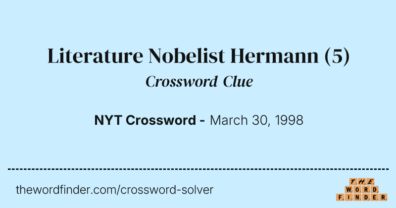Literature Nobelist Hermann crossword clue image