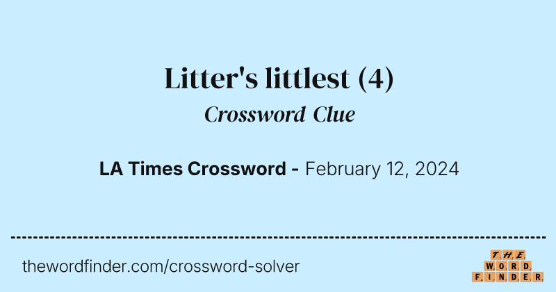 Litter's littlest crossword clue image