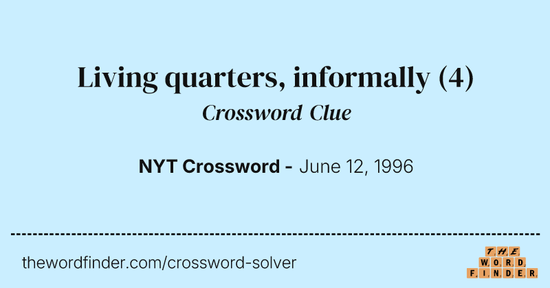 Living quarters, informally crossword clue image