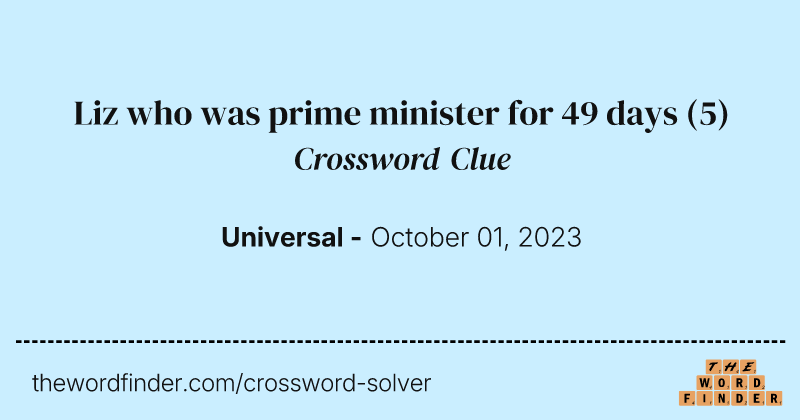 Liz who was prime minister for 49 days crossword clue image