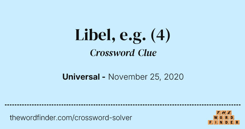 Libel, e.g. crossword clue image