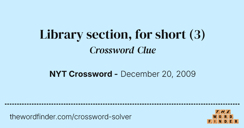 Library section, for short crossword clue image