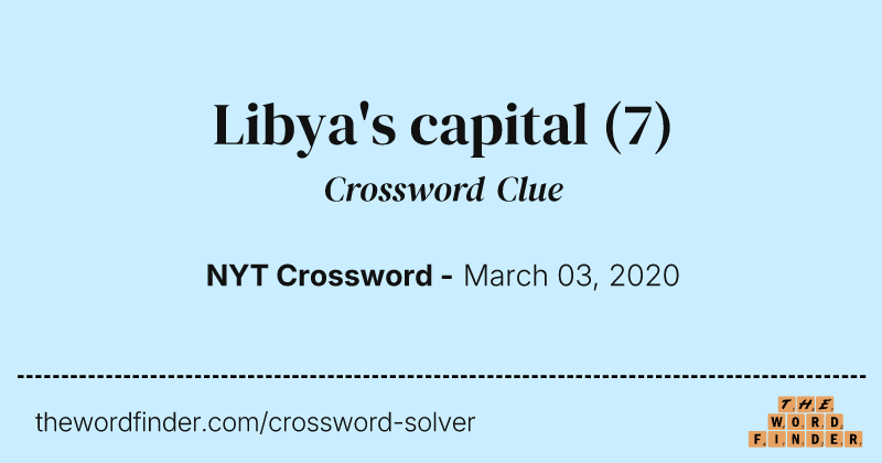 Libya's capital crossword clue image