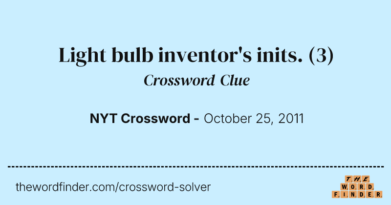 Light bulb inventor's inits. crossword clue image
