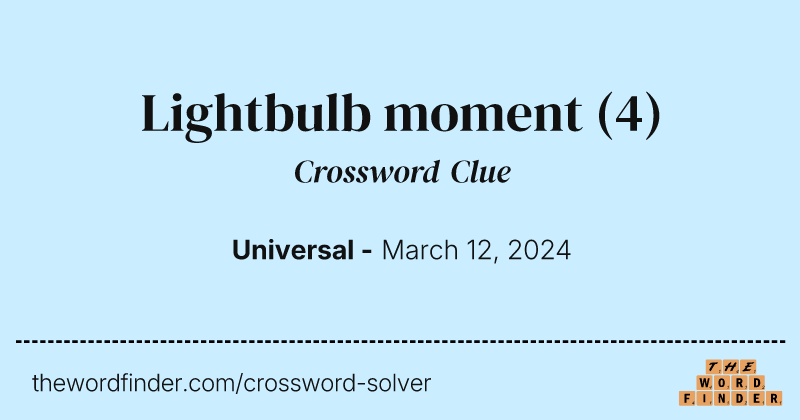 Lightbulb moment crossword clue image