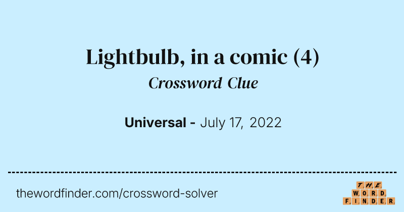 Lightbulb, in a comic crossword clue image
