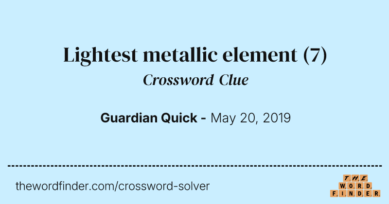 Lightest metallic element crossword clue image