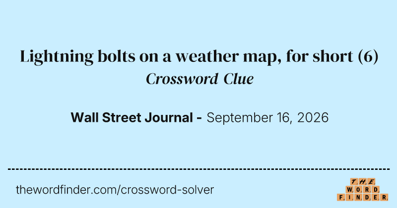 Lightning bolts on a weather map, for short crossword clue image