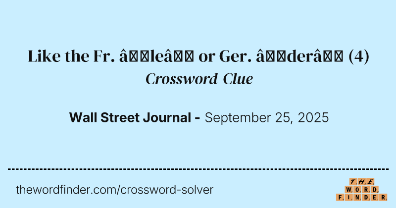Like the Fr. “le” or Ger. “der” crossword clue image