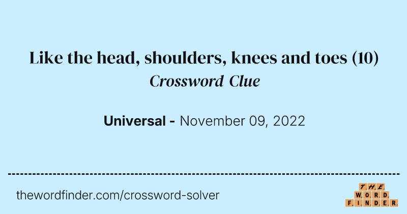 Like the head, shoulders, knees and toes crossword clue image