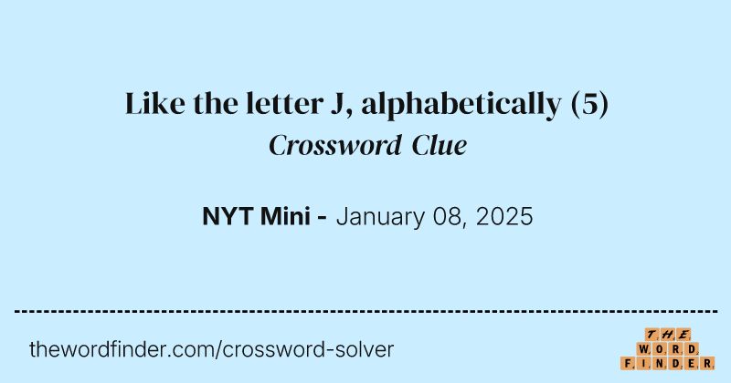 Like the letter J, alphabetically crossword clue image