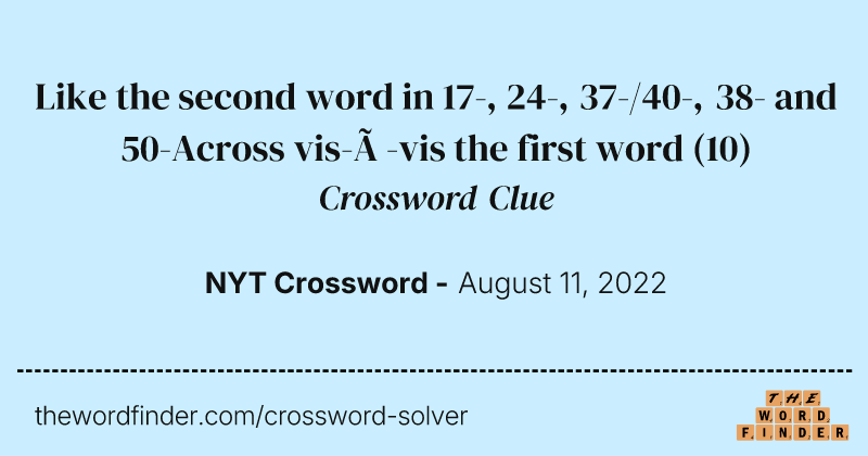 Like the second word in 17-, 24-, 37-/40-, 38- and 50-Across vis-à-vis the first word crossword clue image