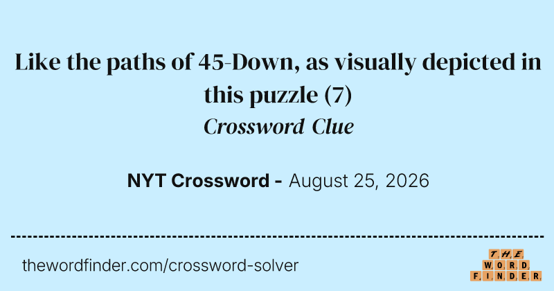 Like the paths of 45-Down, as visually depicted in this puzzle crossword clue image