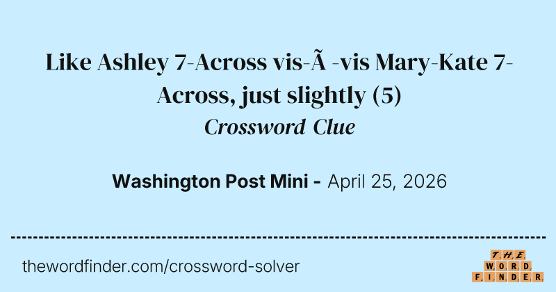 Like Ashley 7-Across vis-à-vis Mary-Kate 7-Across, just slightly crossword clue image