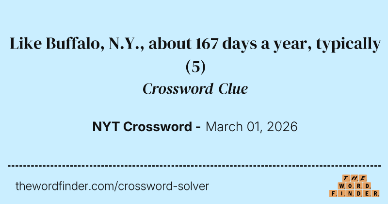Like Buffalo, N.Y., about 167 days a year, typically crossword clue image